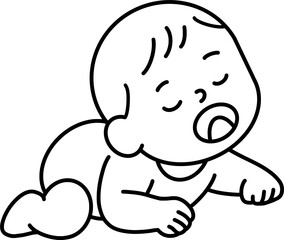 Baby – Black and White Vector Illustration