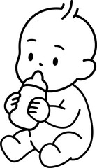 Baby – Black and White Vector Illustration