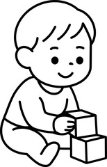 Baby – Black and White Vector Illustration