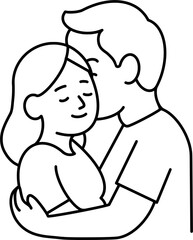 Parents - Black and White Vector Illustration