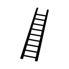 Silhouette vector icon of a wooden ladder, ideal for concepts of achievement, business success, and personal development.