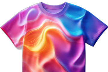 Colorful t-shirt with blurred effect, isolated on transparent background.