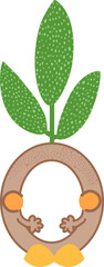 Cute Sprout Character with Happy Face