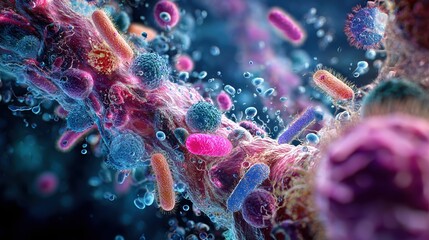 Obraz premium Intestinal microbiota balance improves digestion immunity and overall wellness