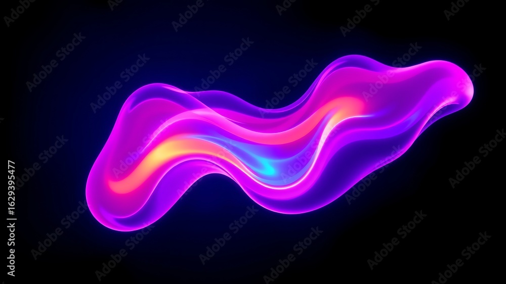 Poster abstract fluid gradient with vibrant colors and dynamic wavy shapes against a dark background