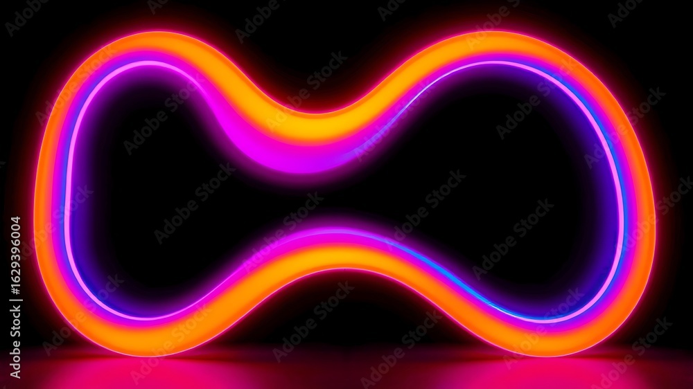 Poster abstract neon light shape displaying vibrant colors against a dark background.