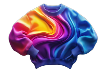 Colorful rainbow sweatshirt isolated on transparent background.