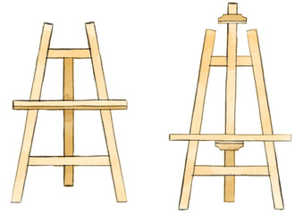 イーゼルのイラスト　手描き　水彩風