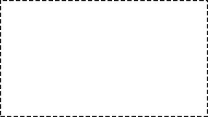 Dashed line rectangle frame or border on transparent background