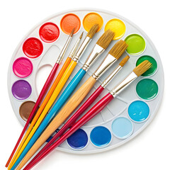 Obraz premium artistic paintbrushes crossed on colorful palette
