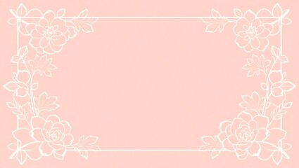 Beauty product frame, rose gold gradient line art border with floral outlines, centered content zone