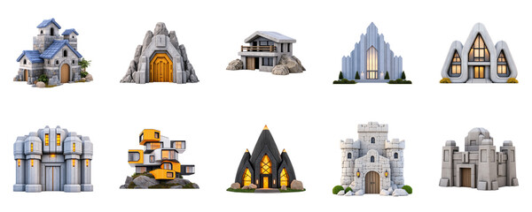 Collection of various architectural 3d models.