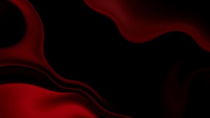 Black and crimson red 3D abstract liquid vector background, modern geometric curves, fluid depth and smooth color fade