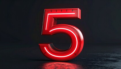 Stacked red circular objects with bold white "5" printed on each fac