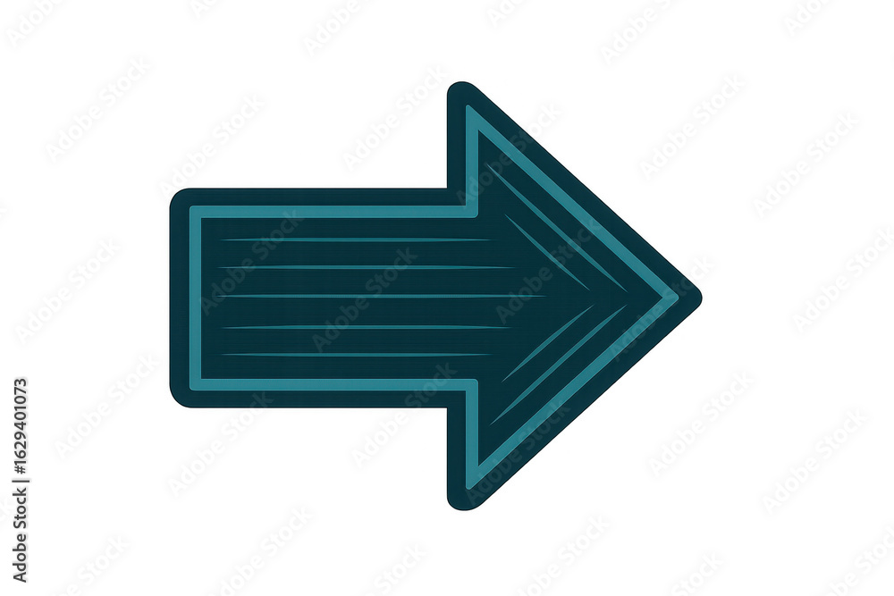 Aufkleber teal directional arrow with linear texture, transparent backdrop signaling navigation path