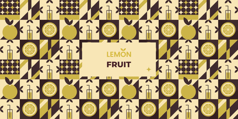 Lemon Fruit Themed Checkerboard Composition
