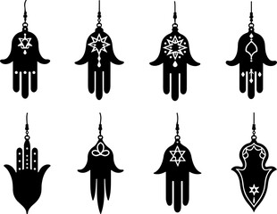 Fototapeta premium Collection of Ornamental Hamsa Hand and Mandala Designs vector bundle