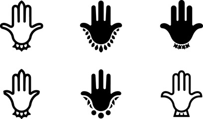 Fototapeta premium Collection of Ornamental Hamsa Hand and Mandala Designs vector bundle