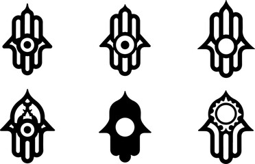 Collection of Ornamental Hamsa Hand and Mandala Designs vector bundle