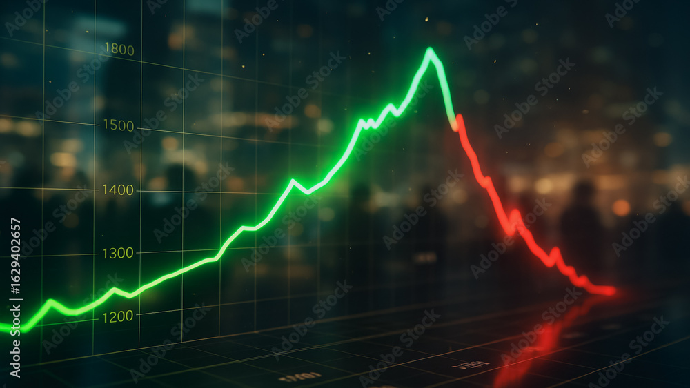 Aufkleber market analysis: a vibrant line graph displaying the dynamic shifts of market trends with an intrigu