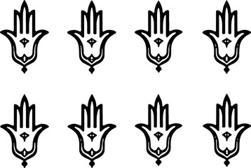 “Ornamental Tulip and Pomegranate Motif Vector Icons”
