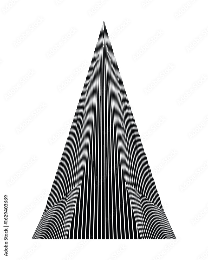 Poster abstract triangle structure with vertical lines, geometric design with stripes pattern vector illust