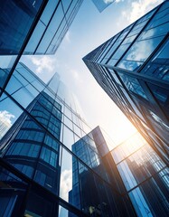 Modern skyscrapers viewed from below