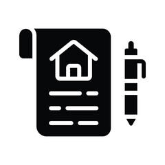 A captivating glyph icon for property contract with signature