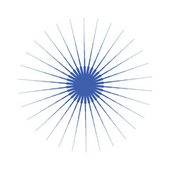 Obraz premium Blue Starburst Shape with Lines, Concentric Radial Pattern. Abstract Graphic Element. Vector Illustration.