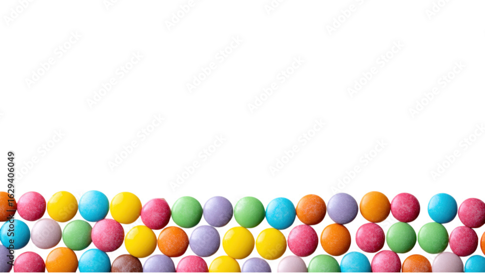 Poster colorful candy buttons neatly aligned in rows on a black background