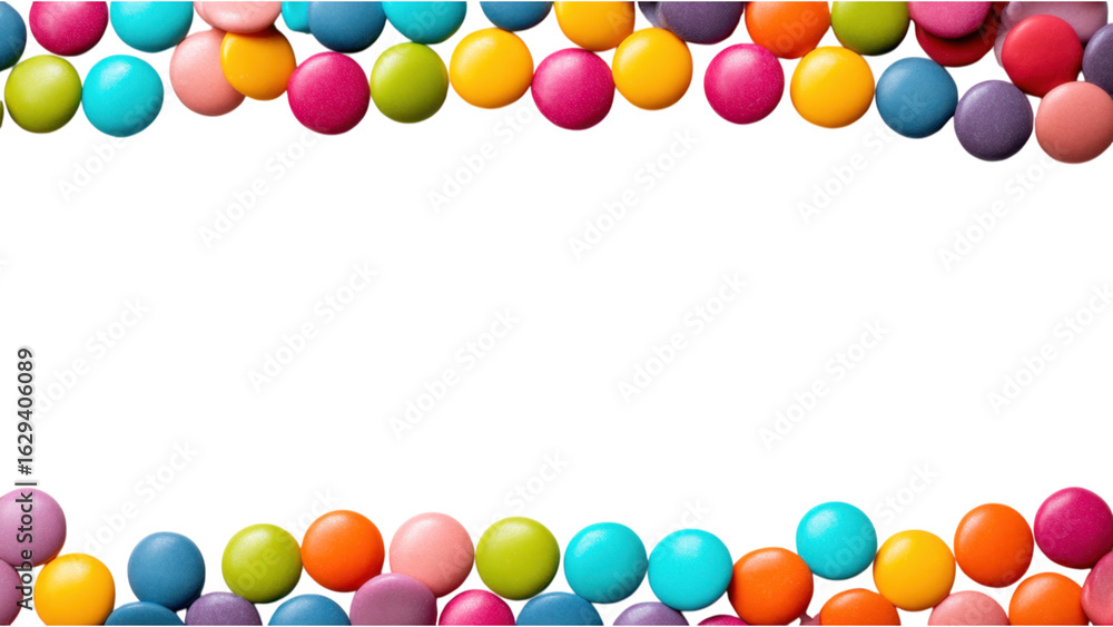 Poster colorful candy buttons neatly aligned on a dark background