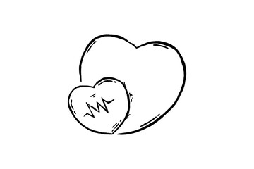 Love heart beat hand drawn icon sketch vector illustration