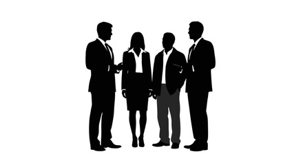 Silhouette of a business team in discussion.