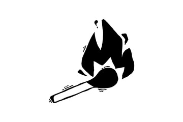 Wooden matches hand drawn icon sketch vector illustration
