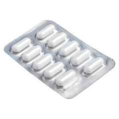 Blister Pack with White Pills in Pharmaceutical Packaging