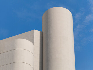 Modern Building exterior Cylinder Geometry White facade Architecture details 