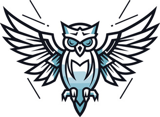 Obraz premium Striking Owl Emblem with Outstretched Wings, a Symbol of Wisdom and Astute Vision. Ideal for Modern Branding, Esports, and Digital Art.