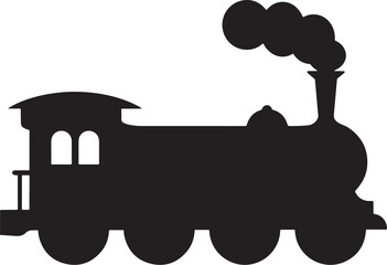 Vector art of silhouette of a vintage steam train isolated on white background