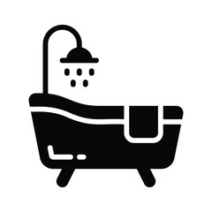 A captivating glyph icon of bathtub with shower head