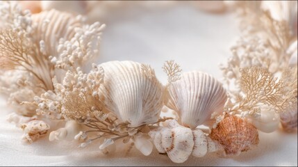 Delicate Arrangement of Coral Fragments and Seashells Decoration