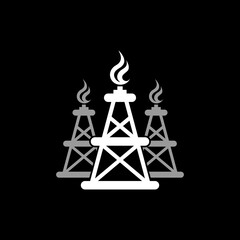 Oil derrick icon isolated on black background