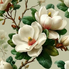 Obraz premium Floral pattern of magnolia blossoms