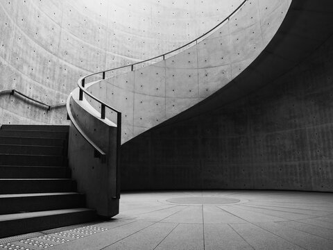 Stair curve Cement stair step Concrete wall Architecture details