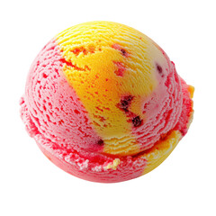 Colorful Scoop of Strawberry and Mango Ice Cream isolated on transparent background.