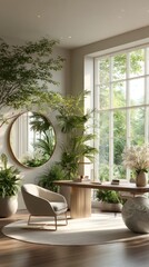 Modern, sunlit home office