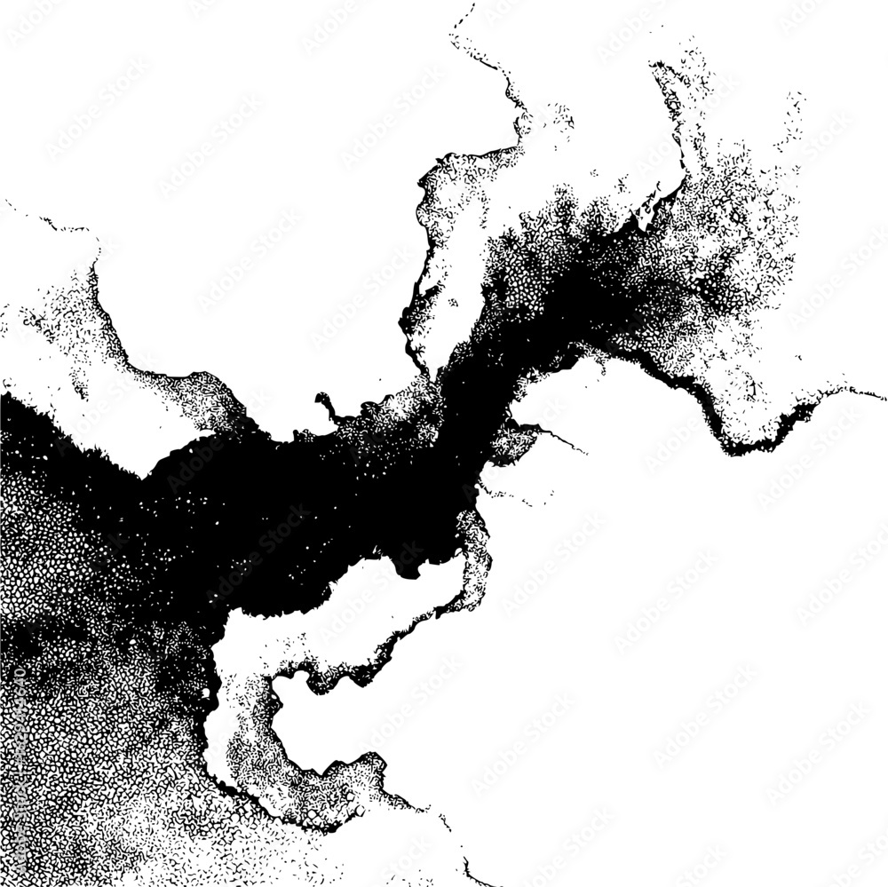Aufkleber a black and white image showing a textured abstract pattern with dark and light areas creating contr
