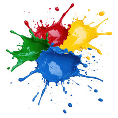 Vibrant Splashes of Colorful Paint isolated on transparent background.