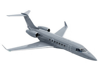 A sleek private jet soars through the air representing modern air travel and luxurious corporate transportation isolated on transparent background
