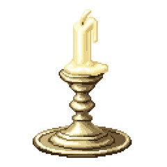 Vintage Candle on Elegant Stand in Warm Glow of Light isolated on transparent background.