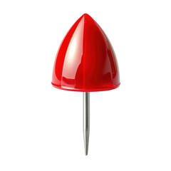 Bright Red Cone-Shaped Marker with Metal Stake for Outdoor Use isolated on transparent background.